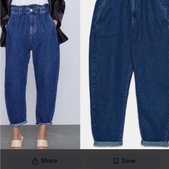 Zara Women's Blue high waisted paperbag Jeans - Picture 2 of 12